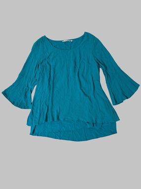 Soft Surroundings Layered Teal Tunic Blouse